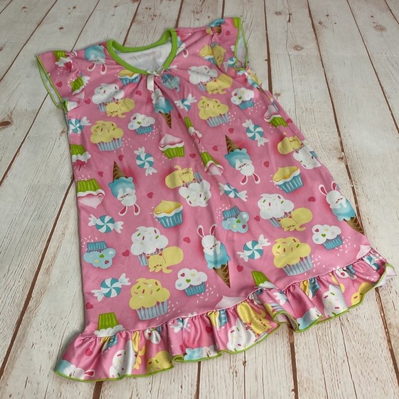 Candlesticks Stretchy Ice Cream and Bunnies Satin Short Sleep Dress/Nightgown - Picture 1 of 6